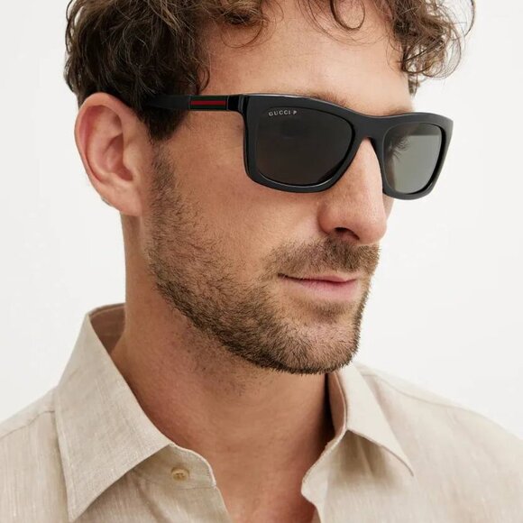 🕶️ New Gucci GG1735S 001 Sunglasses - Shiny Black Frame, Grey Lenses - Picture 3 of 10